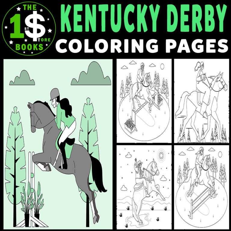 Kentucky derby day coloring book bundle n