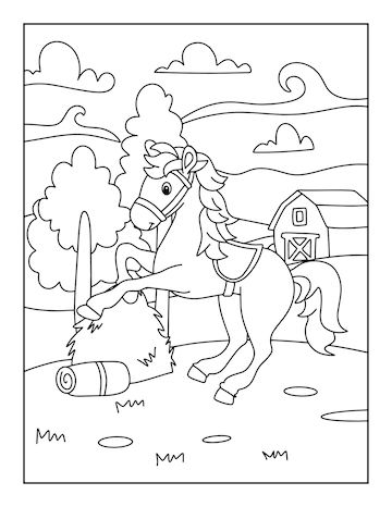 Premium vector printable horse coloring pages for kids