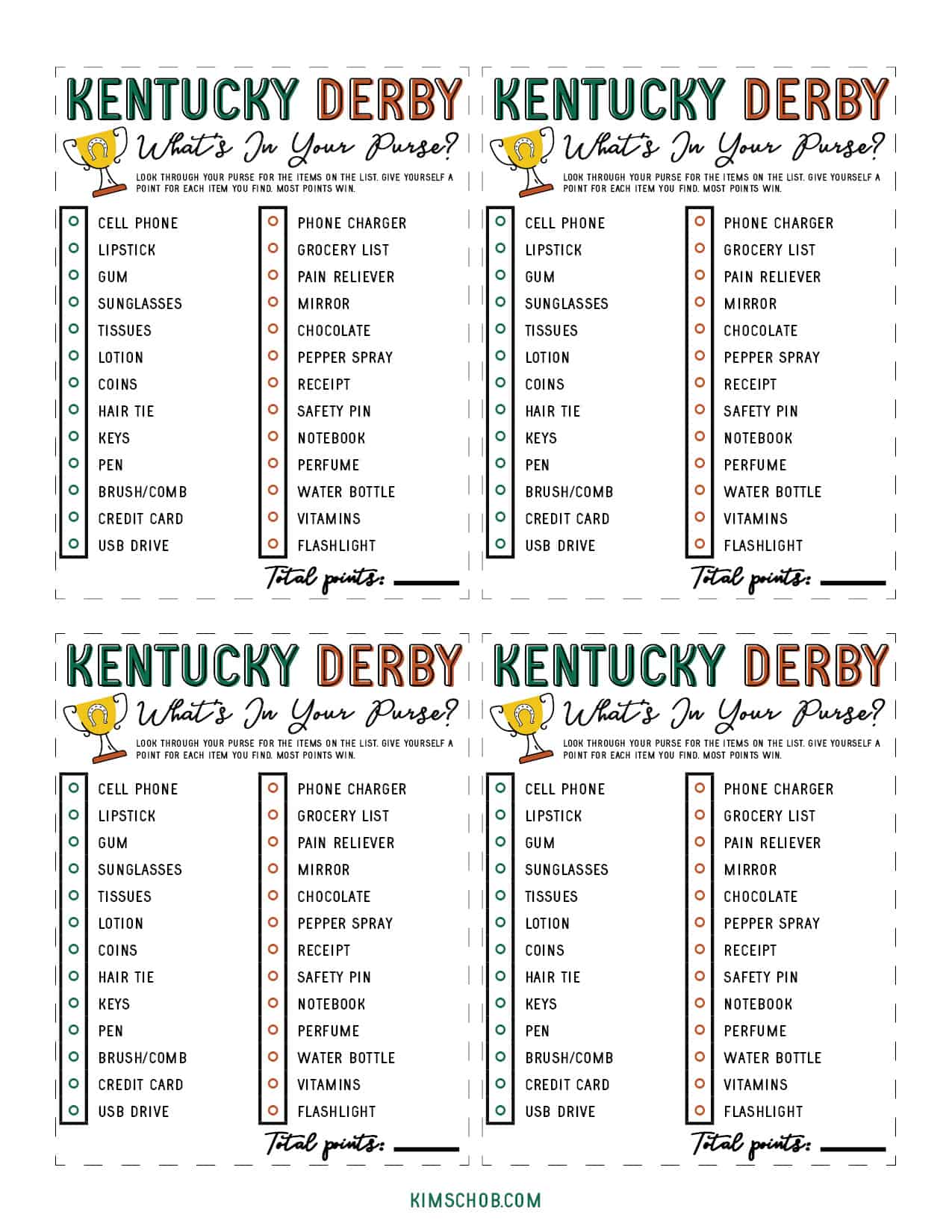 Free kentucky derby printable games