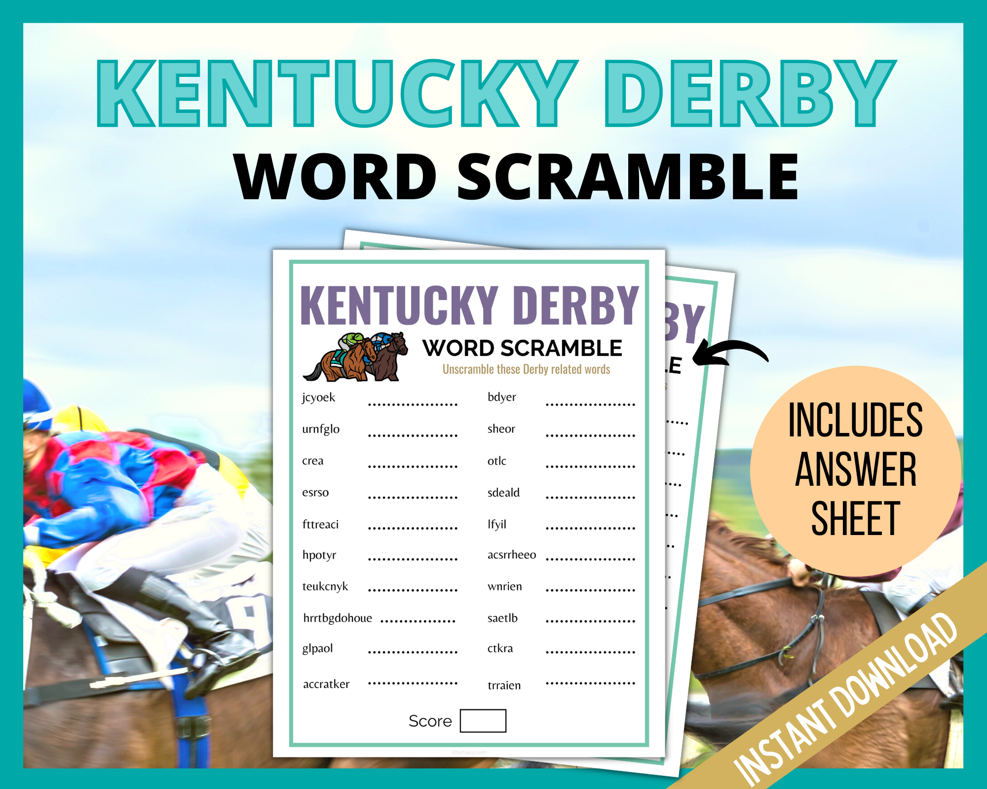 Kentucky derby word scramble