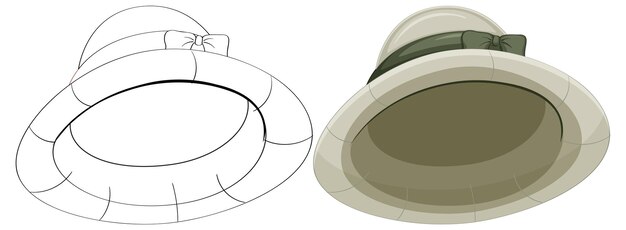 Free vector isolated hat cartoon with doodle outline for coloring pages