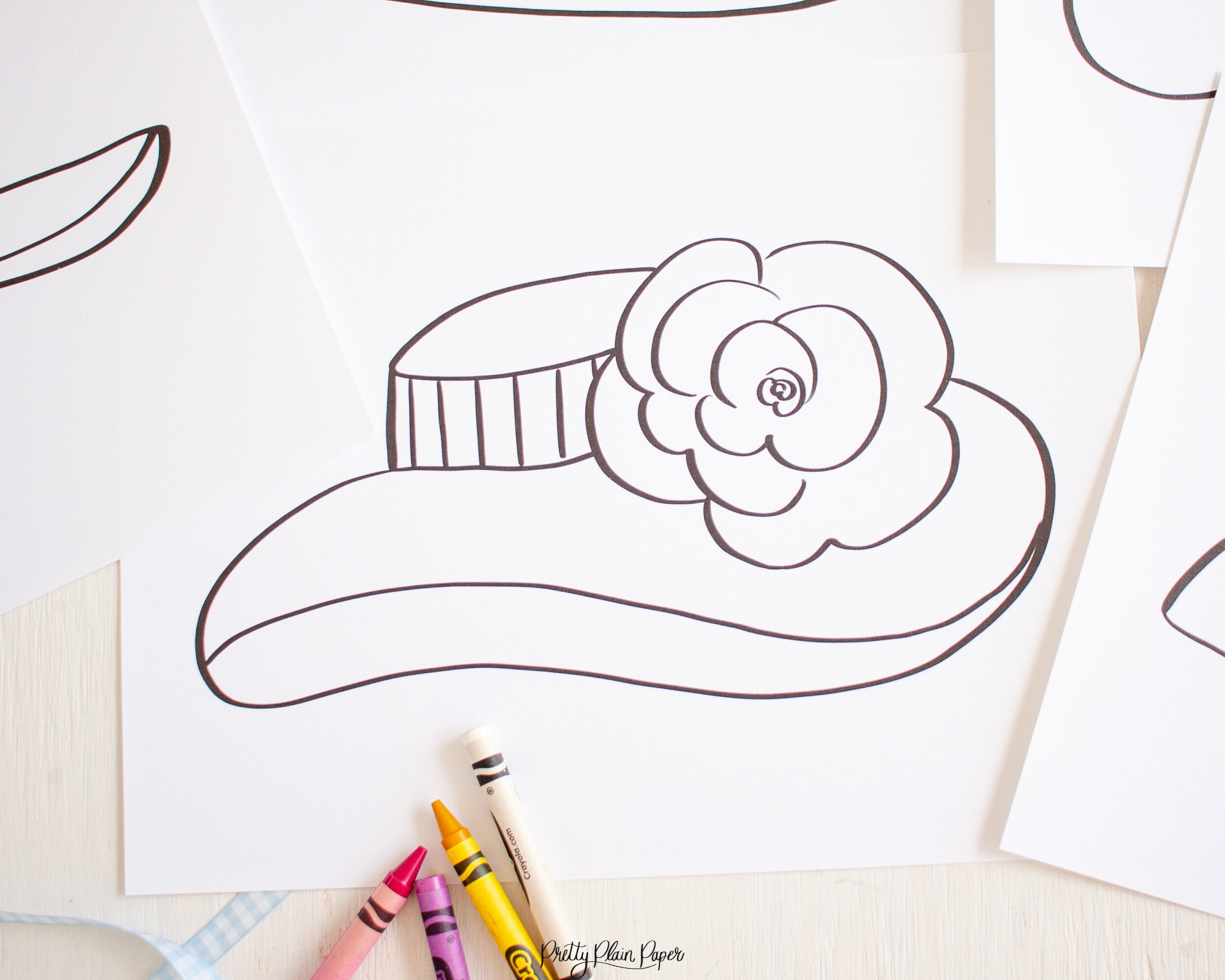 Derby hats or tea party hats coloring pages printable download floral fancy hats coloring sheet birthday or baby shower