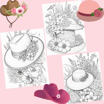 Flower hat coloring book for adult made by teachers