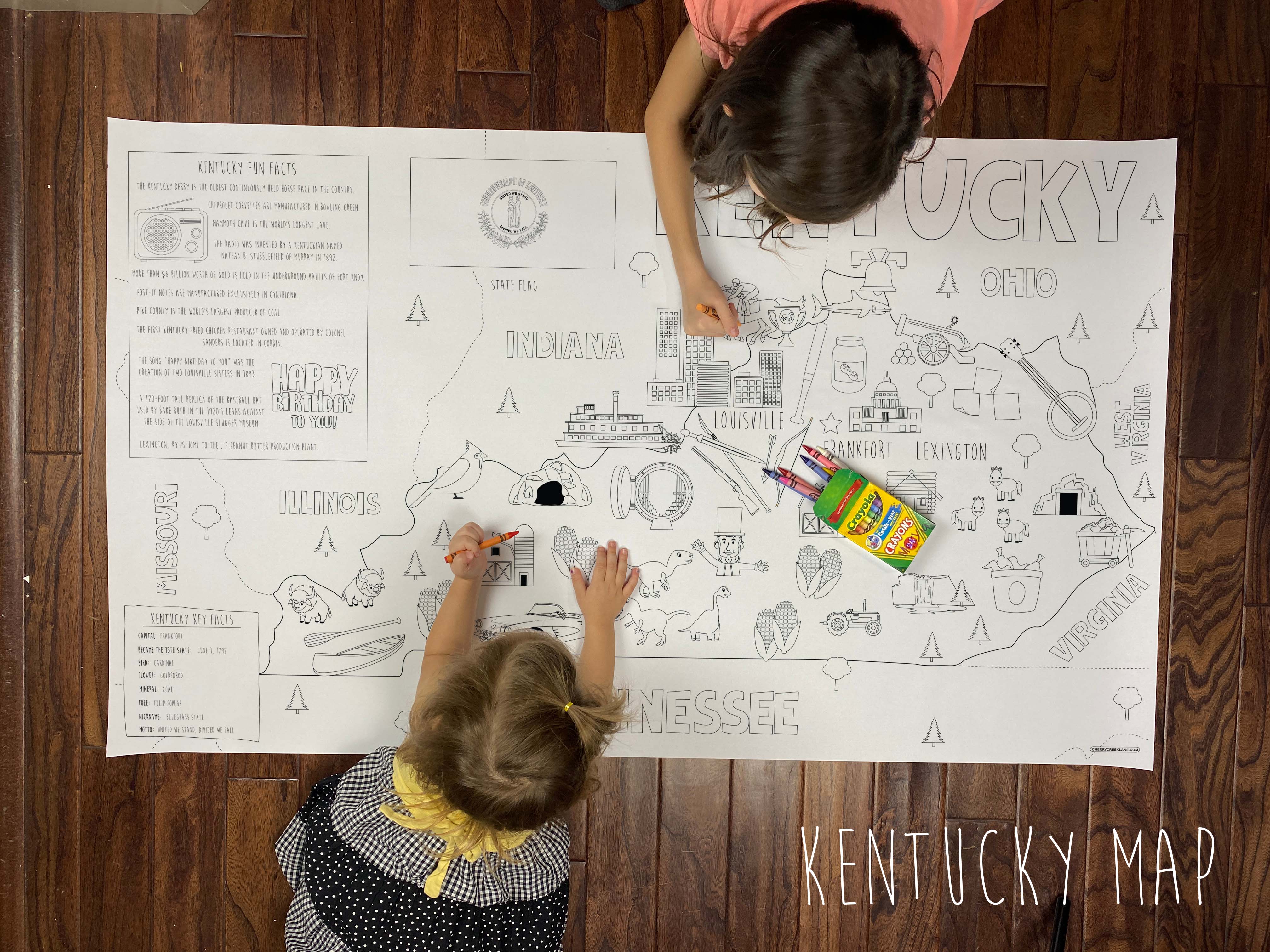 Kentucky state map coloring sheet â