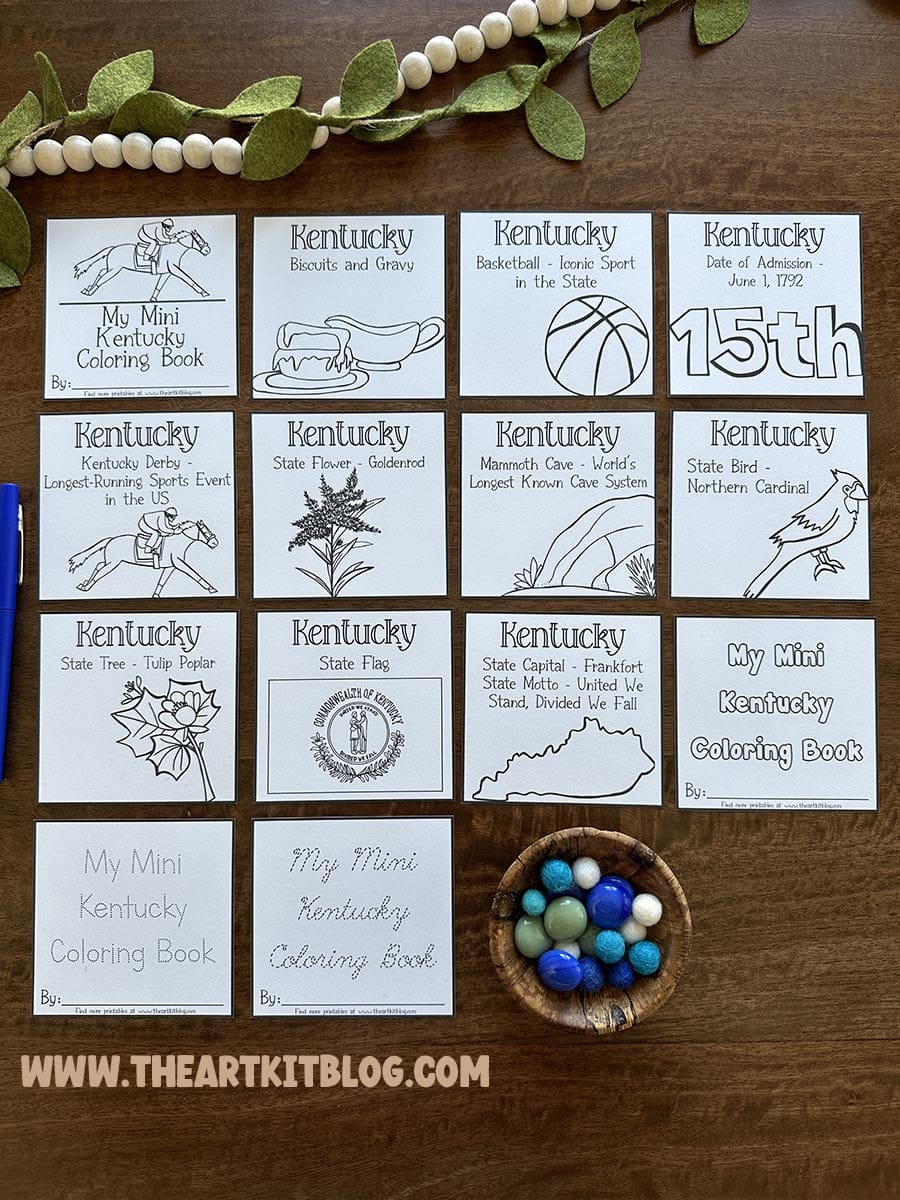 Mini kentucky coloring pages free printables â the art kit