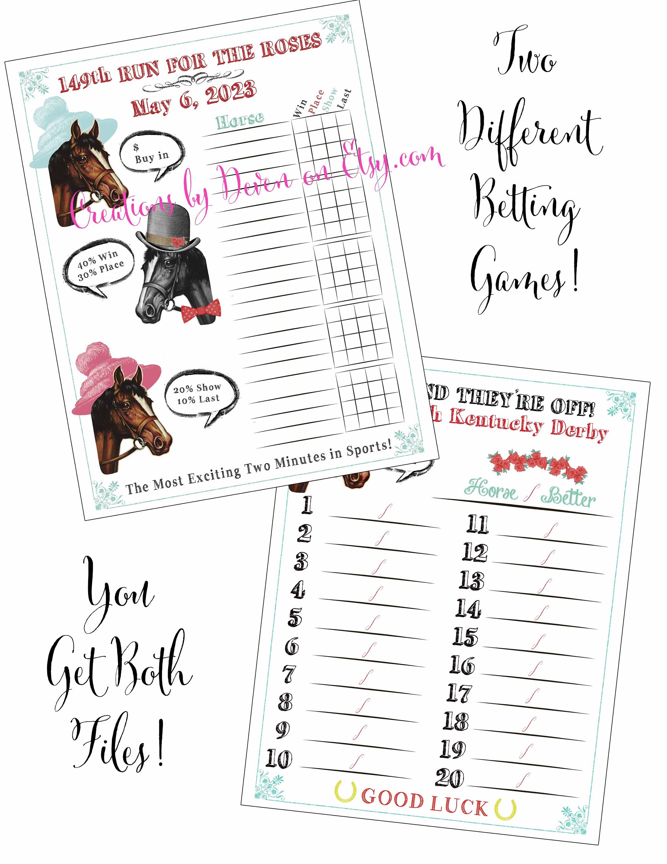 Belmont stakes files upon request kentucky derby party printable betting sheets betting games digital files instant download