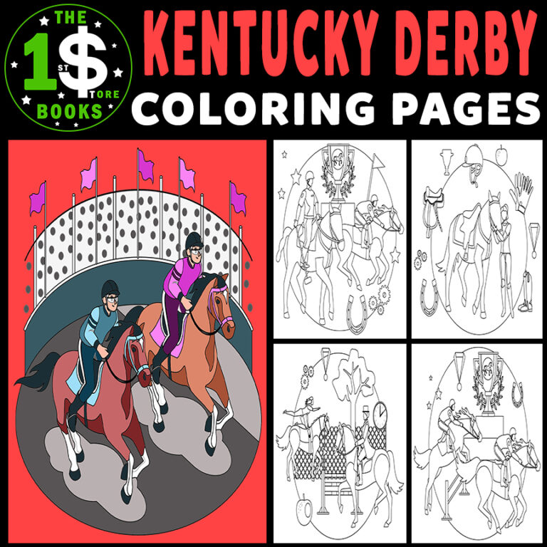 Kentucky derby day coloring book bundle n