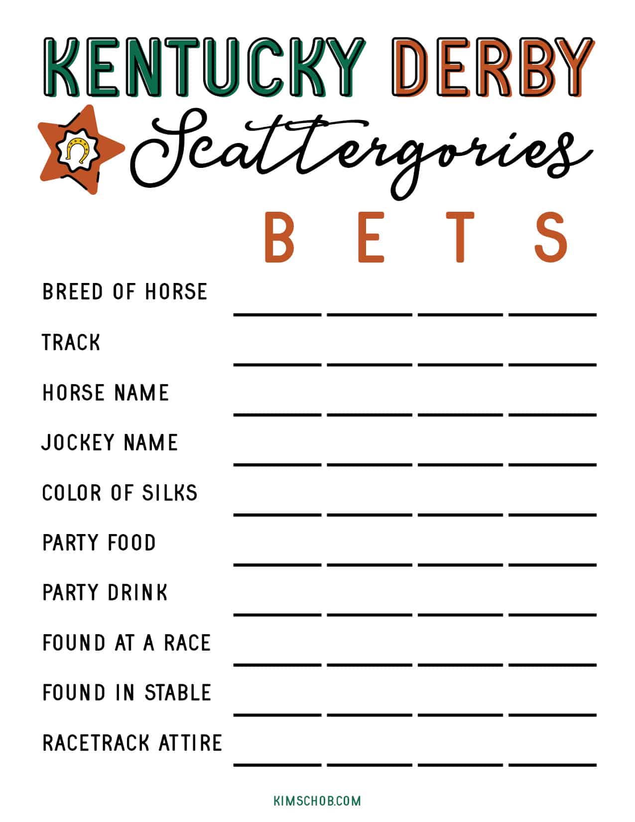 Free kentucky derby printable games