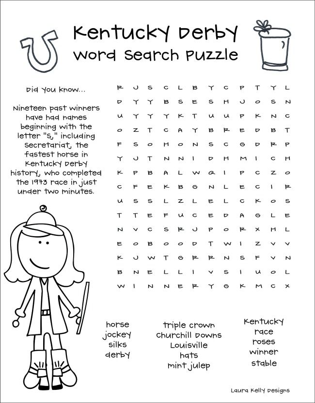 Kentucky derby word search puzzle printable kentucky derby kentucy derby derby