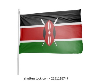 Kenya flag on pole metal flagpole stock vector royalty free