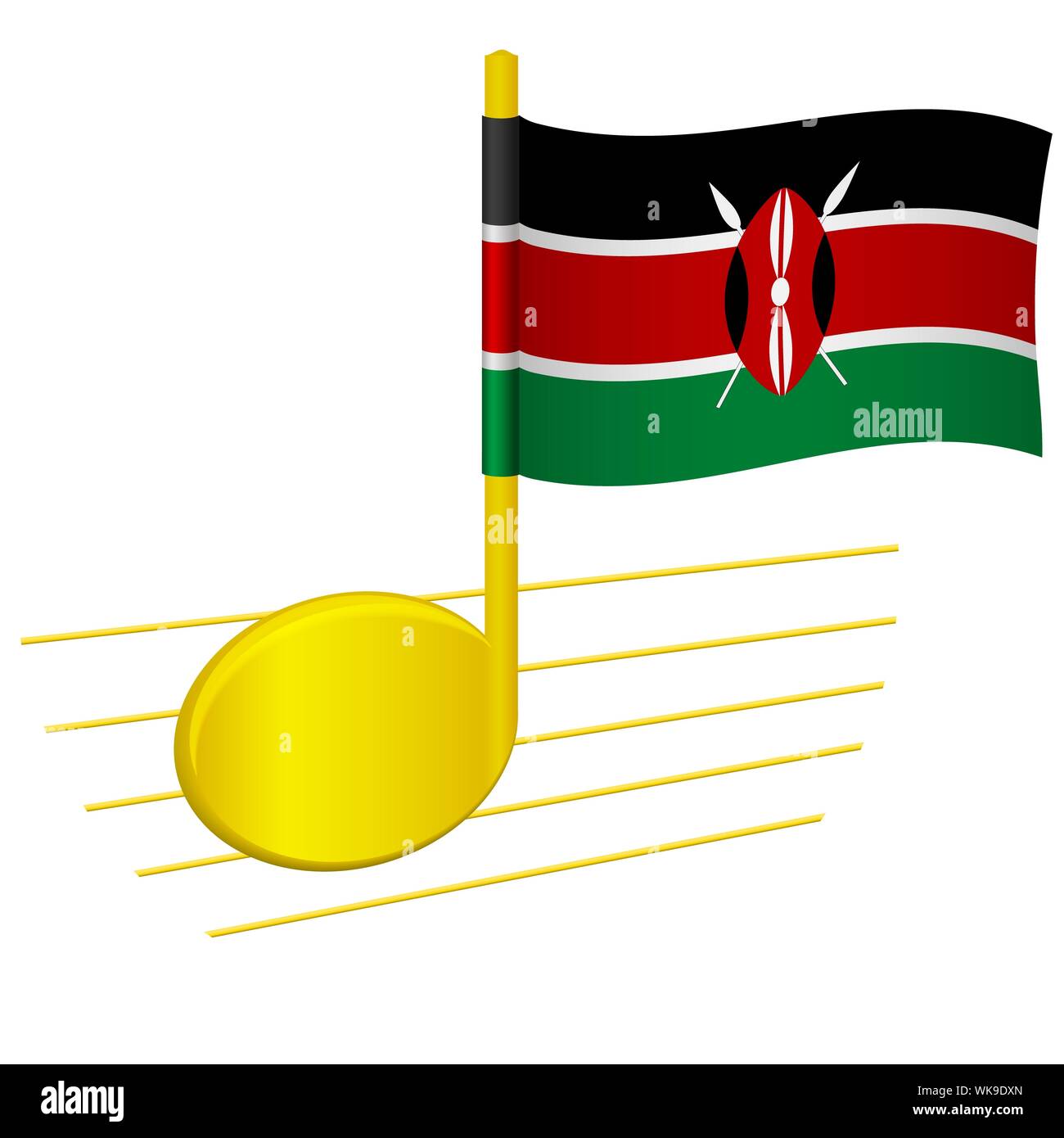 Kenya flag and musical note music background national flag of kenya and music festival concept illustration stock photo