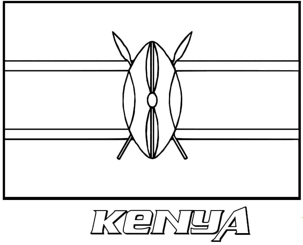 Kenya flag coloring page