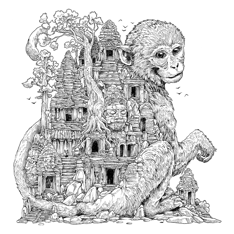 Worlds within worlds by kerby rosanes loring book art adult loring inspiration detailed loring pages
