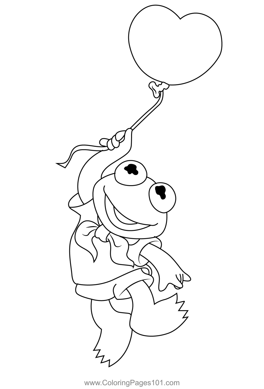 Baby kermit fly coloring page for kids