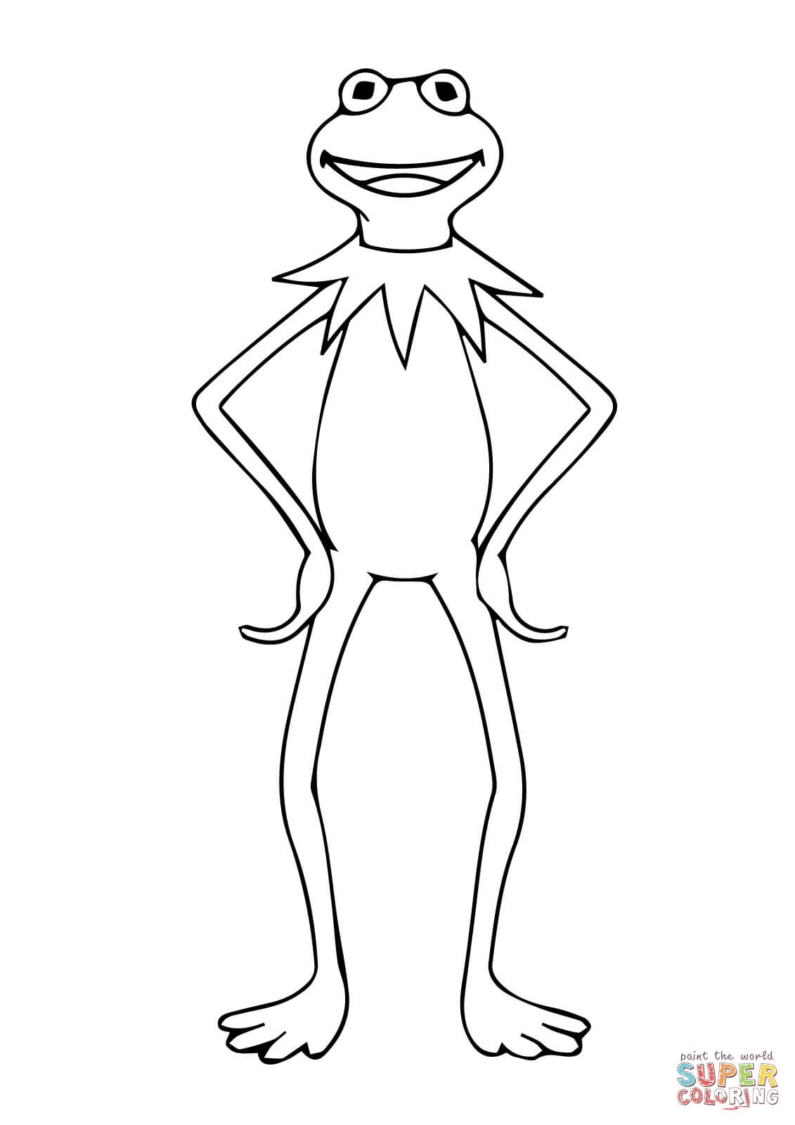 Kermit the frog is standing coloring page free printable coloring pages