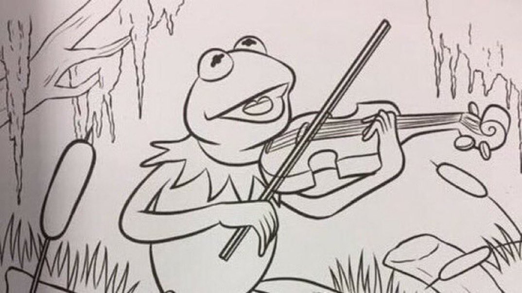 Muppet history âï on x ah yes that iconic kermit the frog instrumenthis fiddle this is from an officially licensed coloring book ðâïð httpstcoirgvgopu x