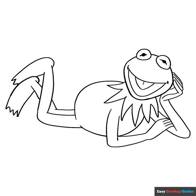 Kermit the frog coloring page easy drawing guides