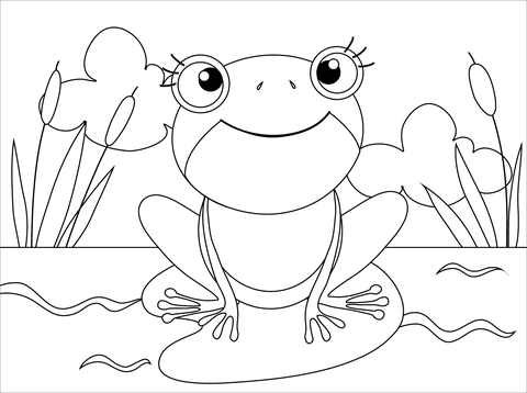 Cute frog coloring page free printable coloring pages