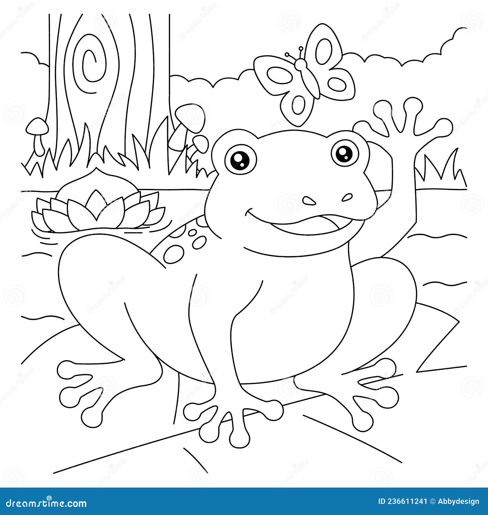 Frog coloring page for kids stock vector
