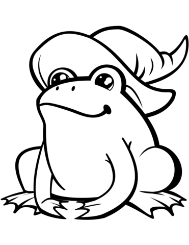 Cute frog in witch hat coloring page free printable coloring pages