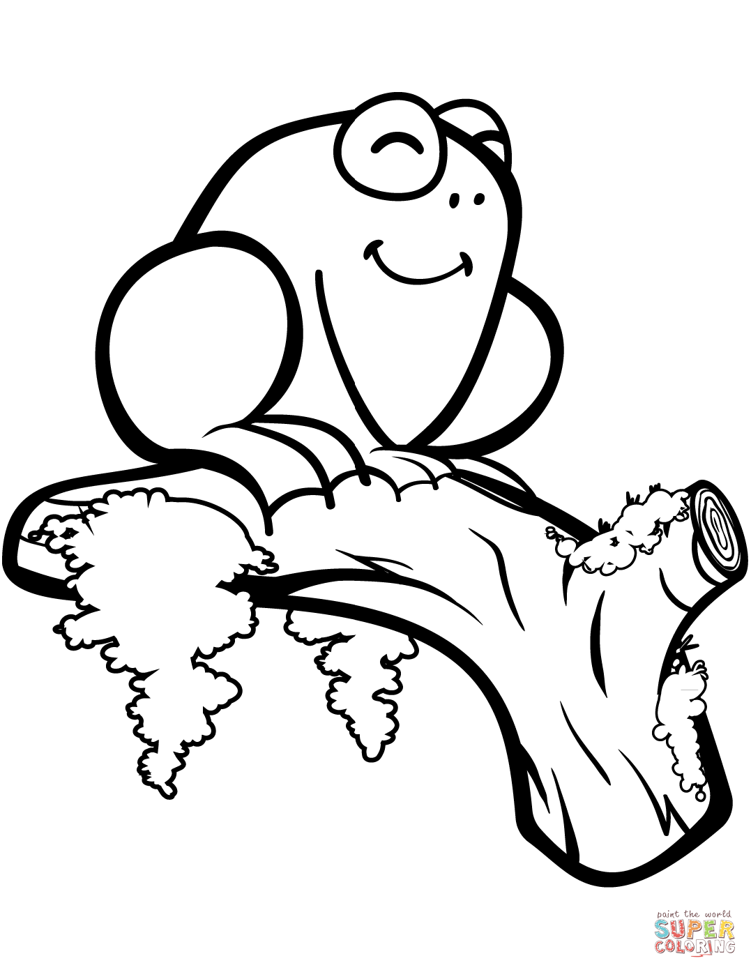 Cute frog on a branch coloring page free printable coloring pages