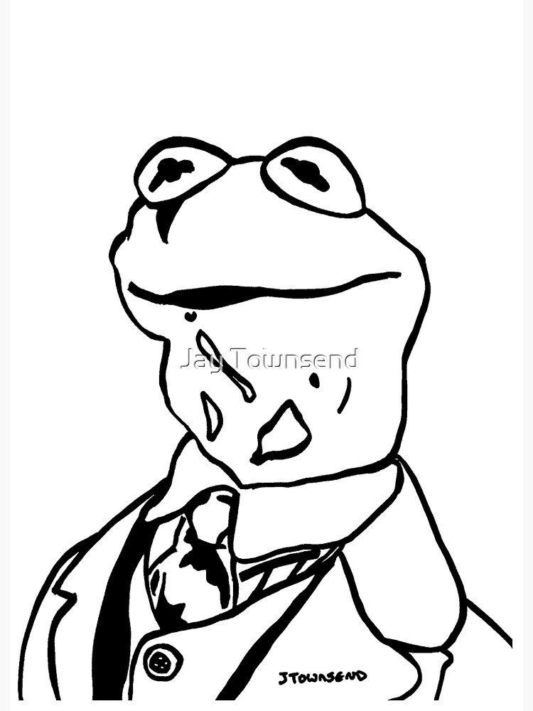 Kermit the frog black and white portrait jtownsend art board print for sale by jay townsend