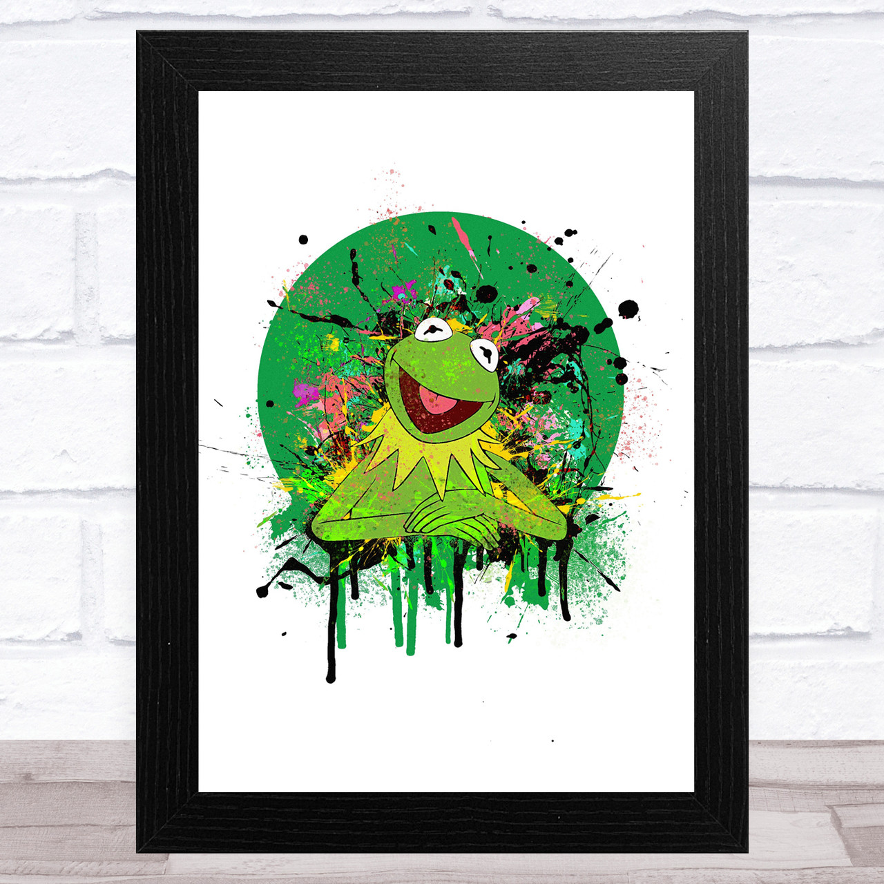 Sesame street kermit the frog splatter childrens kids wall art print