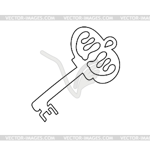 Simple coloring page vintage key black and white