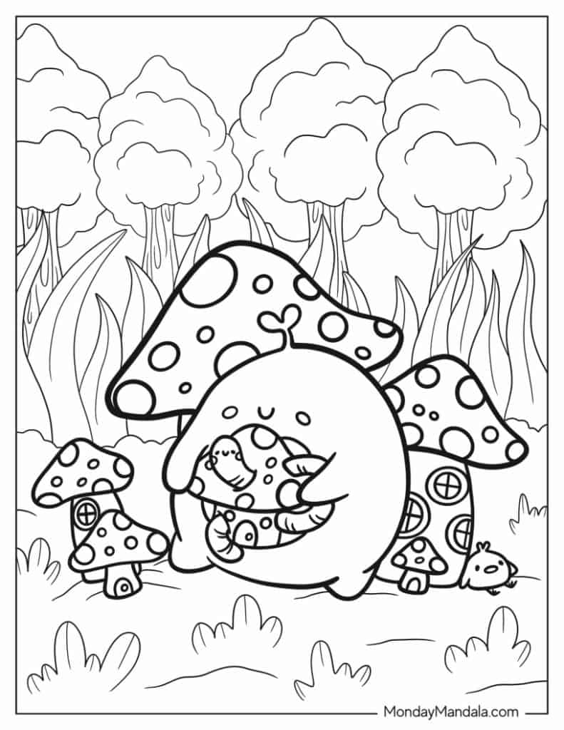 Mushroom coloring pages free pdf printables