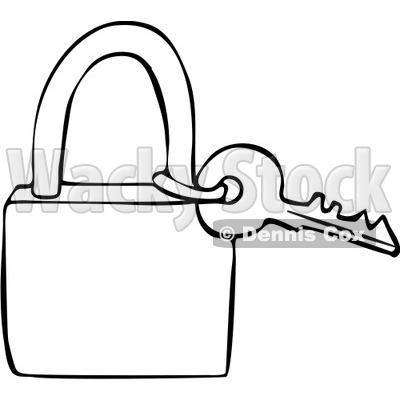 Clipart outlined key and padlock