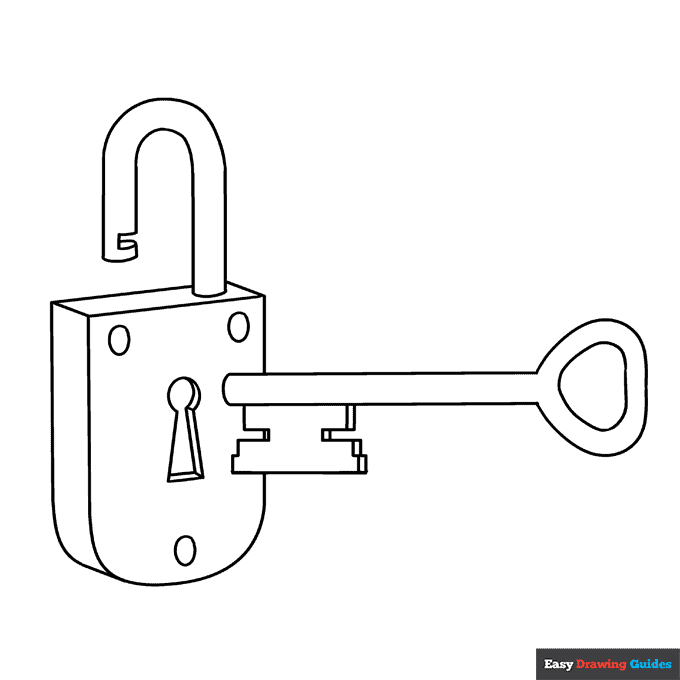 Key and lock coloring page easy drawing guides