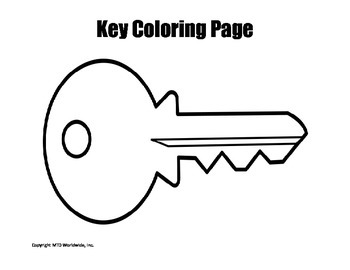 Printable key coloring page worksheet by lesson machine tpt