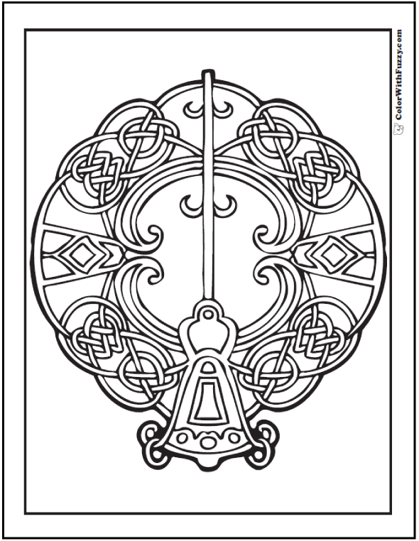 Key celtic coloring page bell shaped key