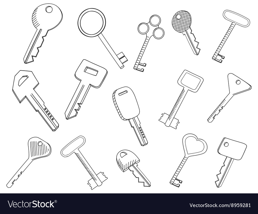 Keys set coloring book royalty free vector image