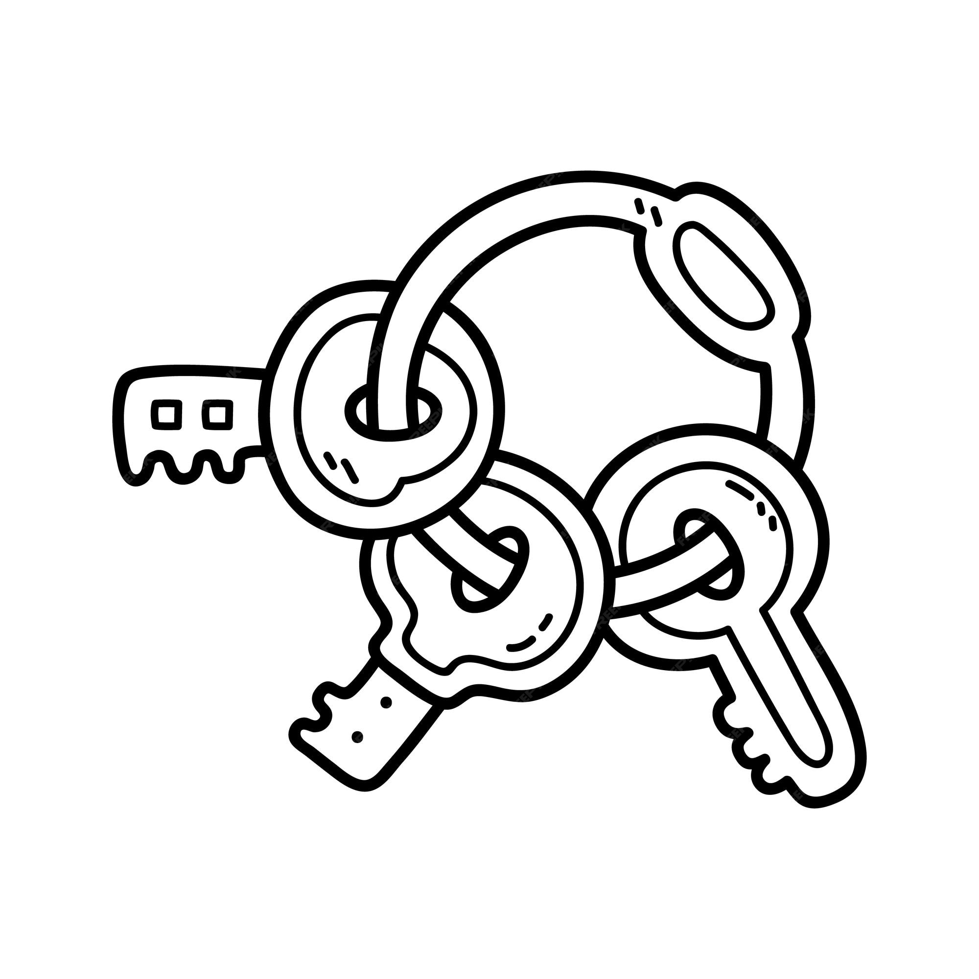 Premium vector coloring page with doodle key