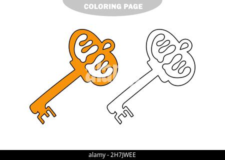 Simple coloring page vintage key black and white illustration for coloring book pages color and black and white version stock vector image art