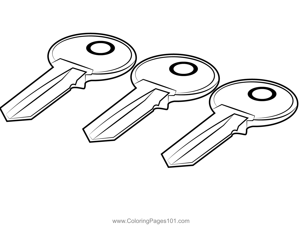 Colorful key coloring page for kids