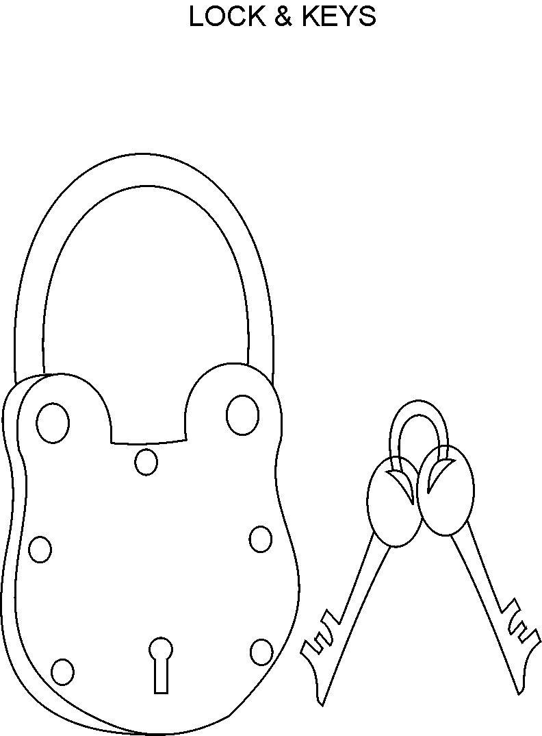 Lock key coloring page