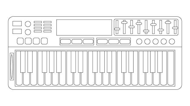 Premium vector coloring pages digital piano