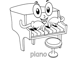 Piano coloring pages and keyboard musical instruments