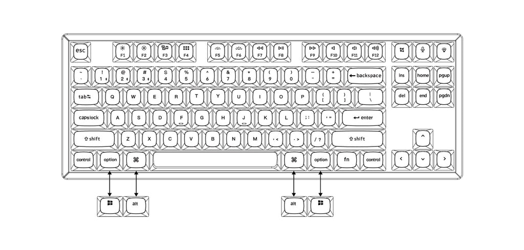 K pro layout and keycap size hd picture â wireless mechanical keyboards for mac windows and android