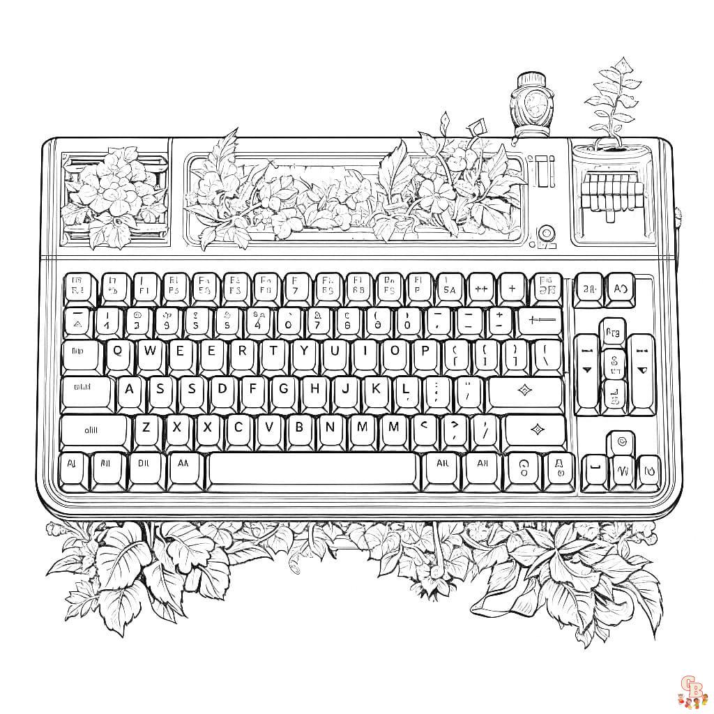 Printable keyboard coloring pages free for kids adults