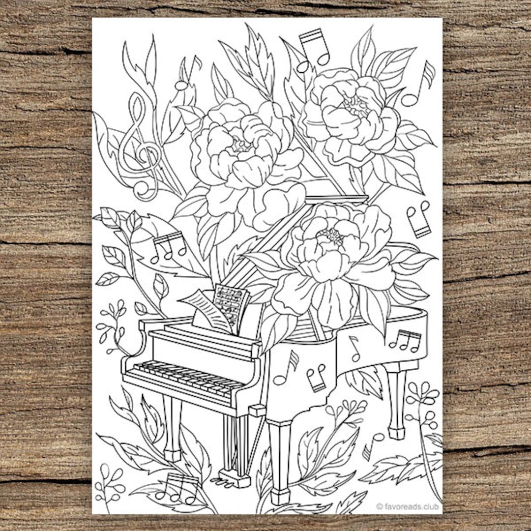 Piano printable adult coloring page from favoreads coloring book pages for adults and kids coloring sheets colouring designs