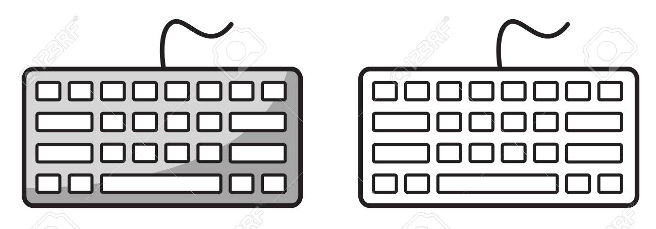 Illustration of isolated colorful and black and white keyboard for coloring book royalty free svg cliparts vectors and stock illustration image