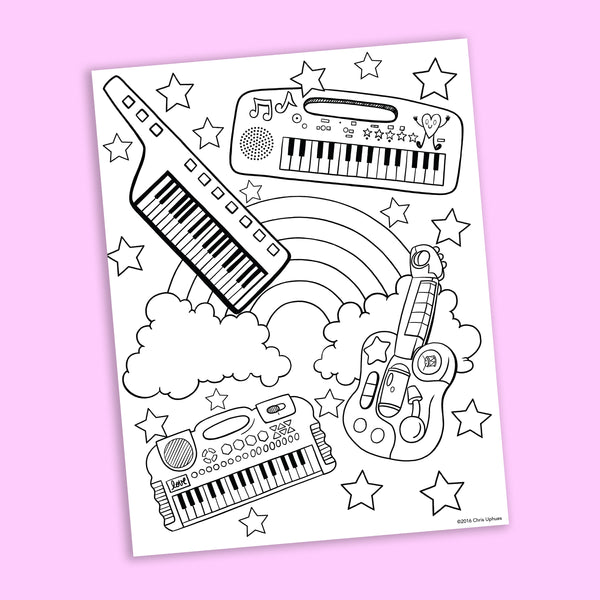 Keytar coloring page