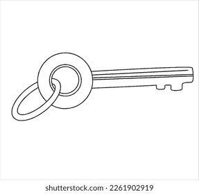 Cute cartoon key coloring page kidsvector stock vector royalty free