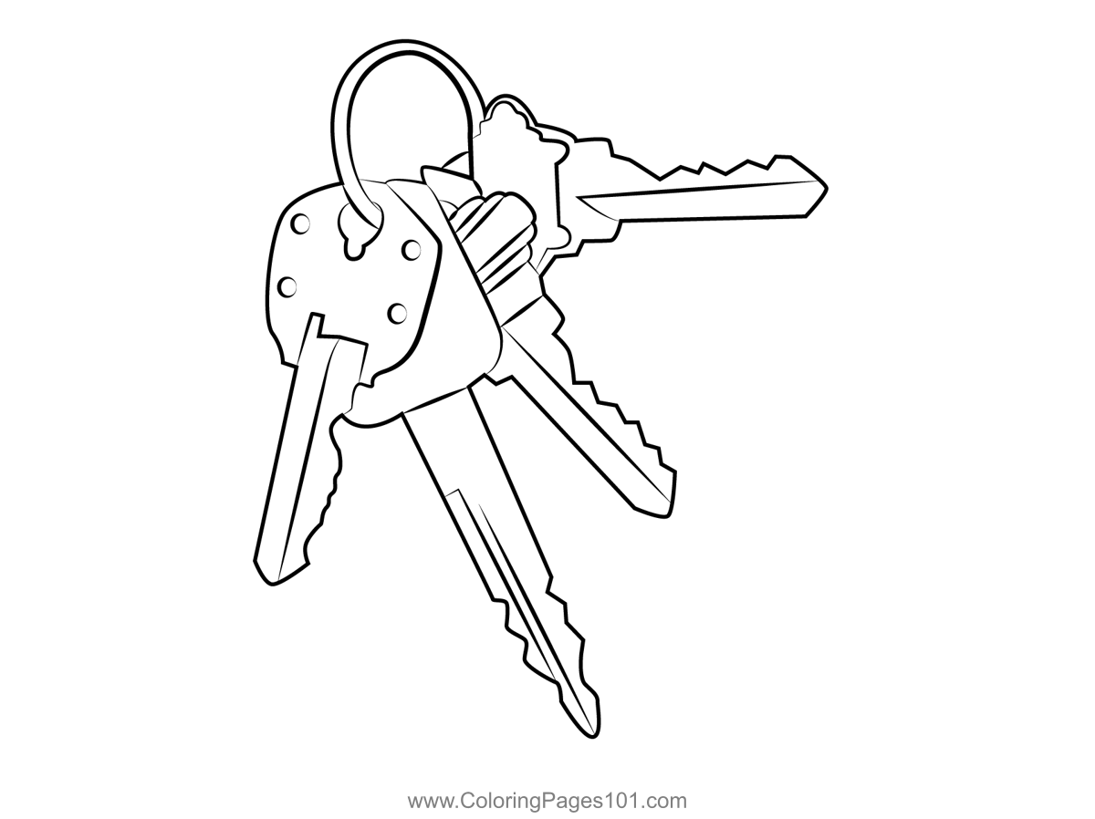 Keys stock coloring page for kids