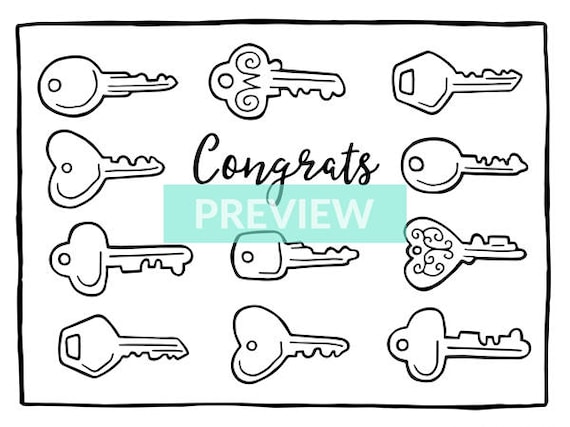 Housewarming coloring page new house new home keys congrats printable colouring pages printables instant download