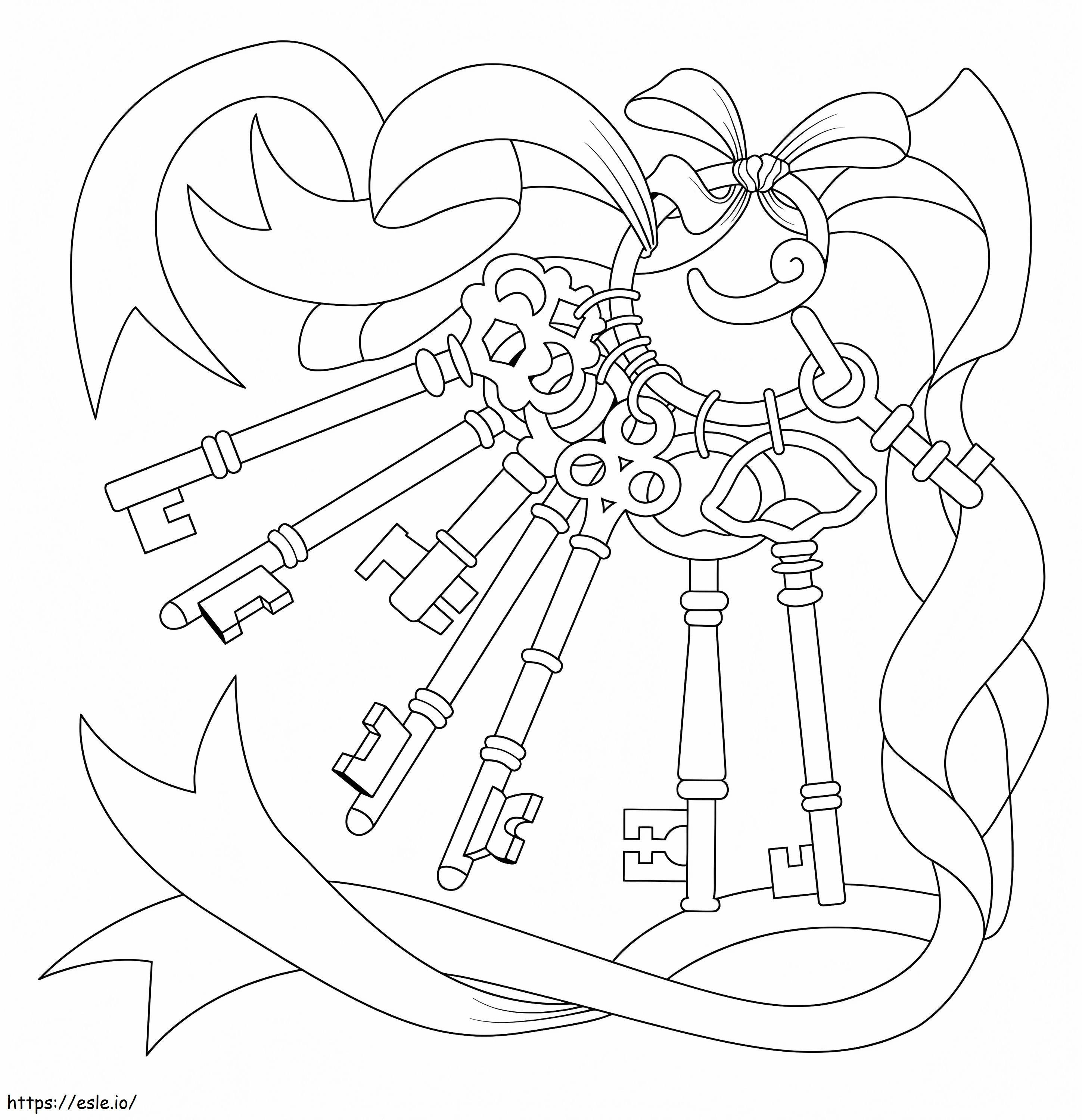 Free keys coloring page