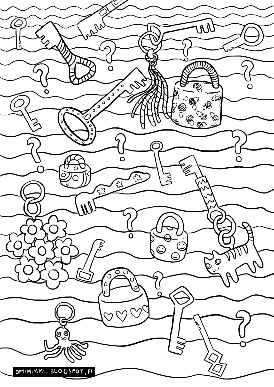 Keys and secrets a coloring page avaimet ja salaisuudet vãrityskuva